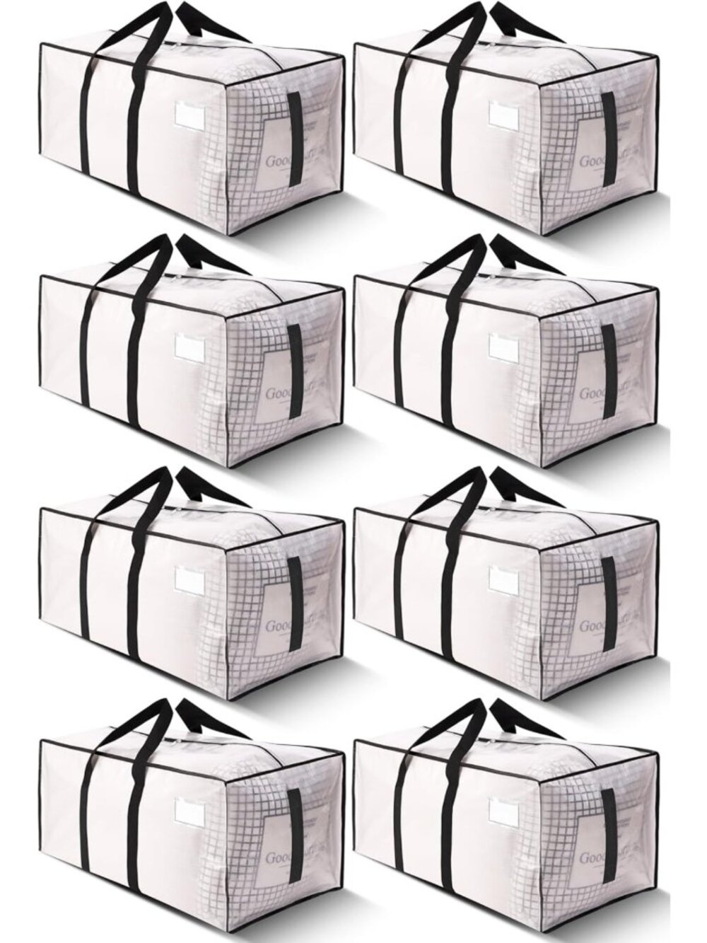 Heavy Duty Moving Bags 200lbs Capacity - Water-Resistant Storage Totes, 8 Pack
